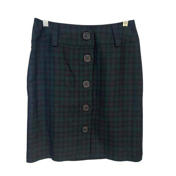 Pendleton Plaid Knee Length Button Front 100% virgin wool skirt size 4 - Picture 1 of 6